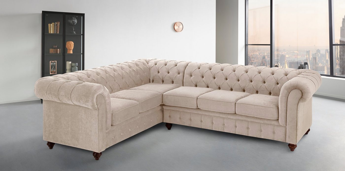 OTTO home Chesterfield-Sofa Chesterfield Ecksofa, auch in Leder L-Form, hochwertige Knopfheftung, langer Schenkel links oder rechts wählbar – Bild 4 von 5