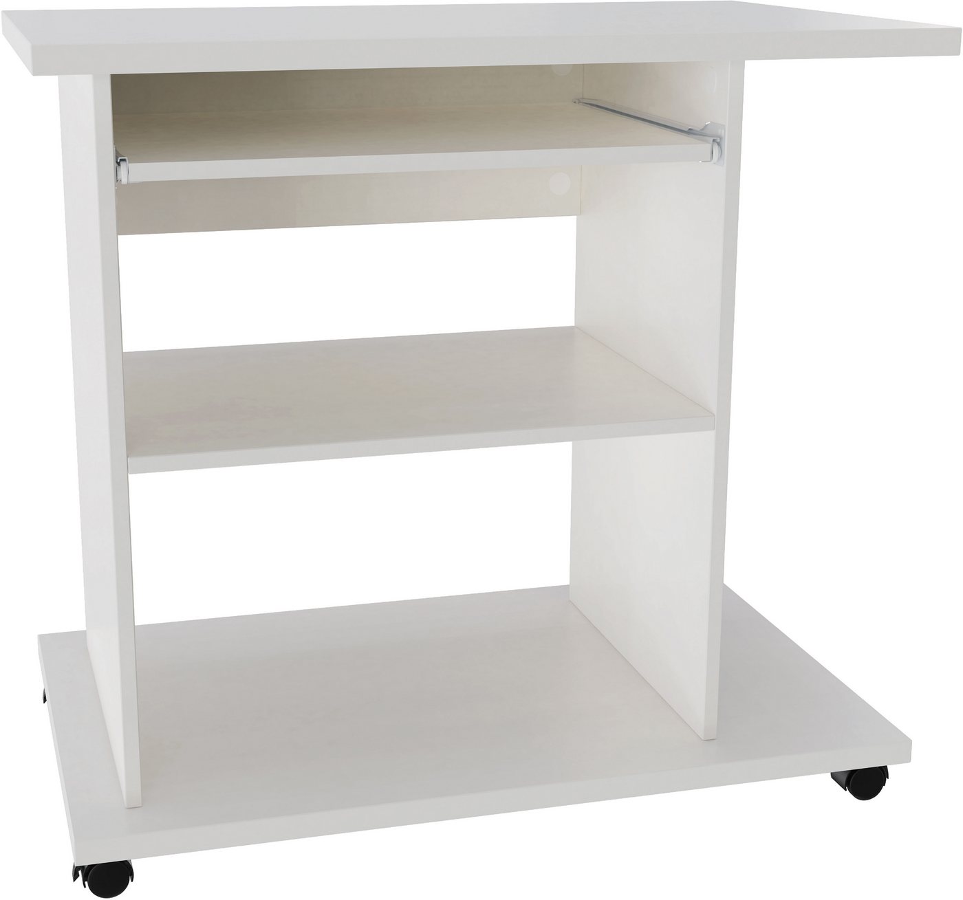 OTTO home Computertisch LOKVE, Laptoptisch, Schreibtisch, rollbar, Tastaturauszug, Towerfach, Druckerfach, Höhe 75 cm – Bild 4 von 5