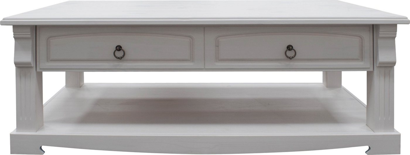 OTTO home Couchtisch Anna, Kaffeetisch mit Schublade, im Landhausstil (Gesamtmaße (B/T/H): ca. 120/65/43 cm), Massivholz, FSC®, mit dekorativen Fräsungen, Made  – Bild 2 von 5