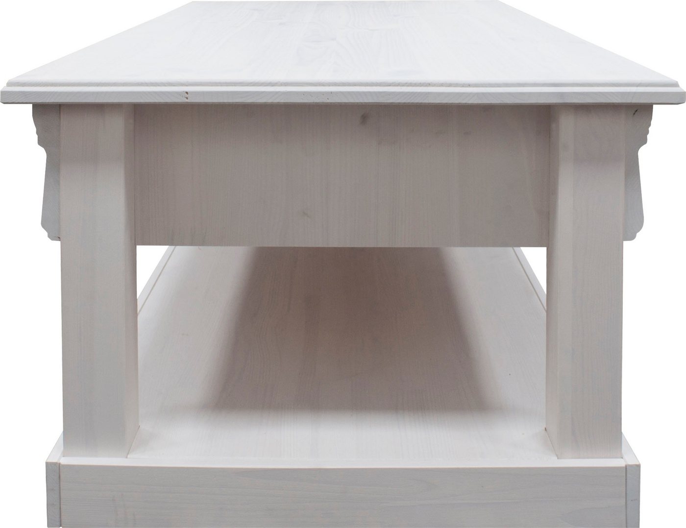 OTTO home Couchtisch Anna, Kaffeetisch mit Schublade, im Landhausstil (Gesamtmaße (B/T/H): ca. 120/65/43 cm), Massivholz, FSC®, mit dekorativen Fräsungen, Made  – Bild 5 von 5
