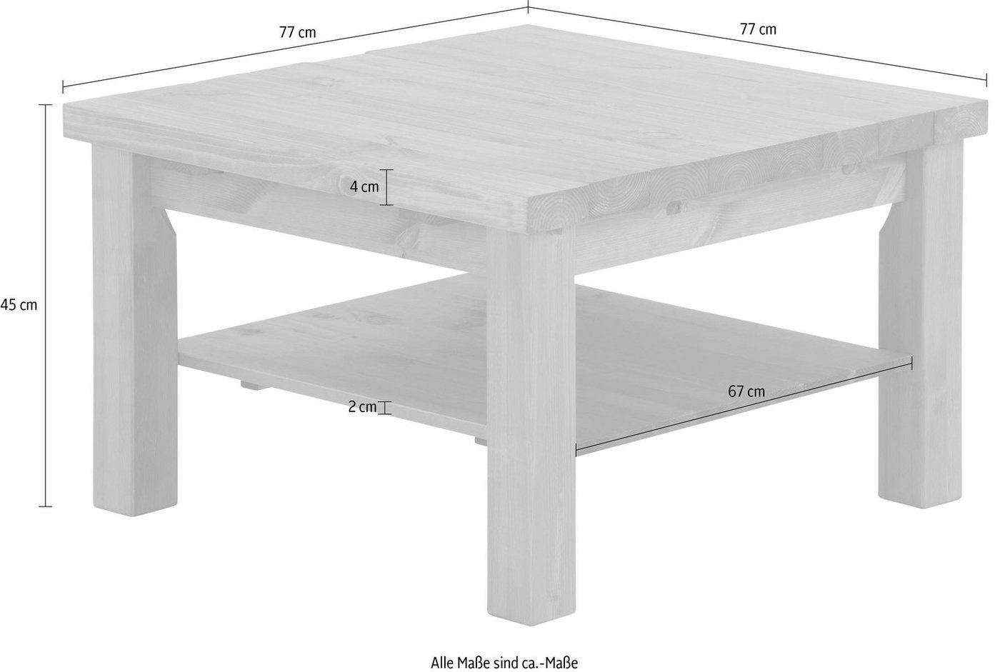 OTTO home Couchtisch Antique, aus massiver Kiefer, FSC® zertifiziert, Breite 77 cm – Bild 5 von 5