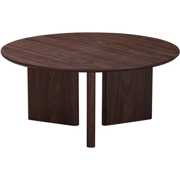 OTTO home Couchtisch Cassian (1-St), warme Walnussoptik, außergewöhnliches Kreuzgestell, Ø 80 cm