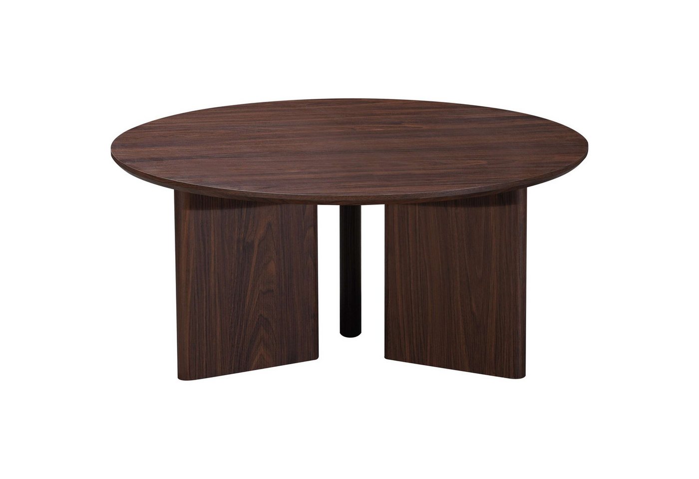OTTO home Couchtisch Cassian (1-St), warme Walnussoptik, außergewöhnliches Kreuzgestell, Ø 80 cm – Bild 4 von 5