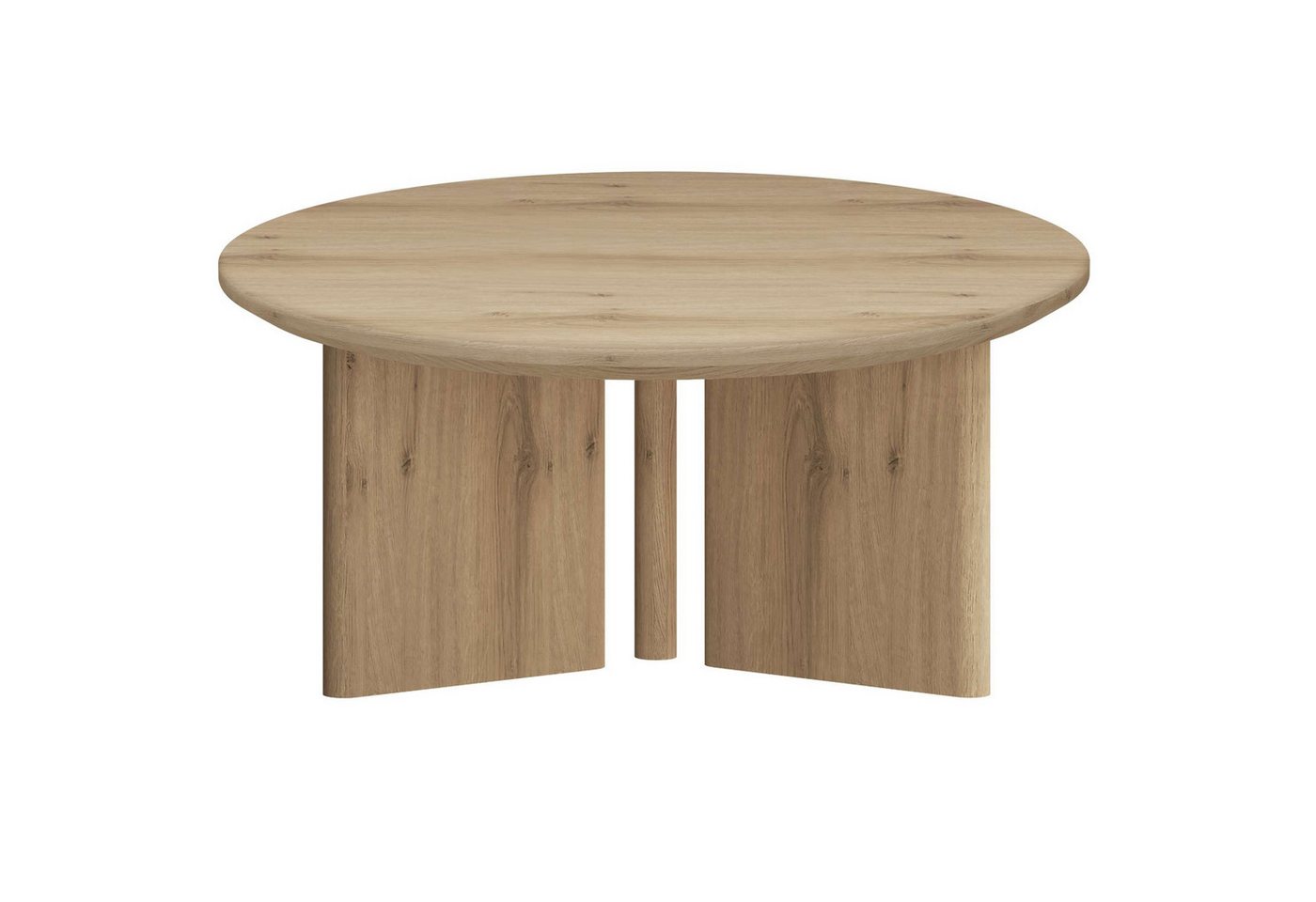OTTO home Couchtisch Cassian (1-St), warme Eichenoptik, außergewöhnliches Kreuzgestell, Ø 80 cm – Bild 4 von 5