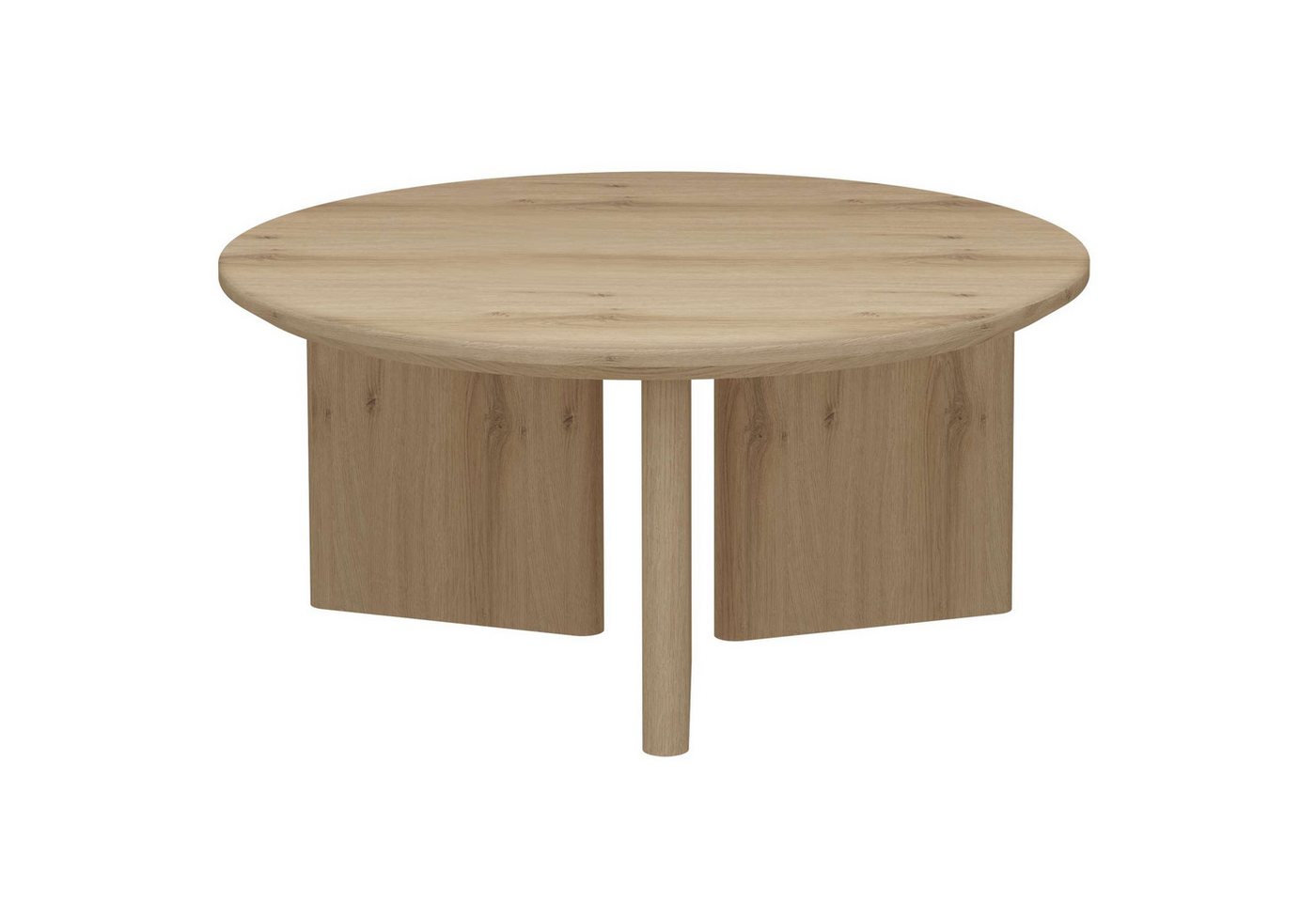 OTTO home Couchtisch Cassian (1-St), warme Eichenoptik, außergewöhnliches Kreuzgestell, Ø 80 cm – Bild 5 von 5