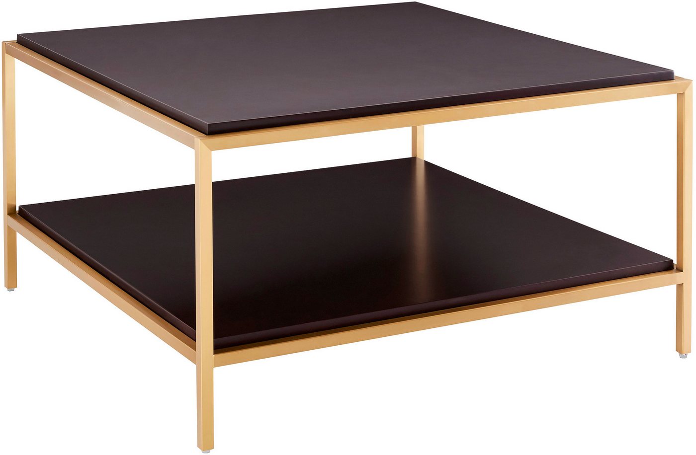 OTTO home Couchtisch Cherlen, mit zwei Ablageflächen und goldfarbenem Gestell, quadratisch – Bild 2 von 5