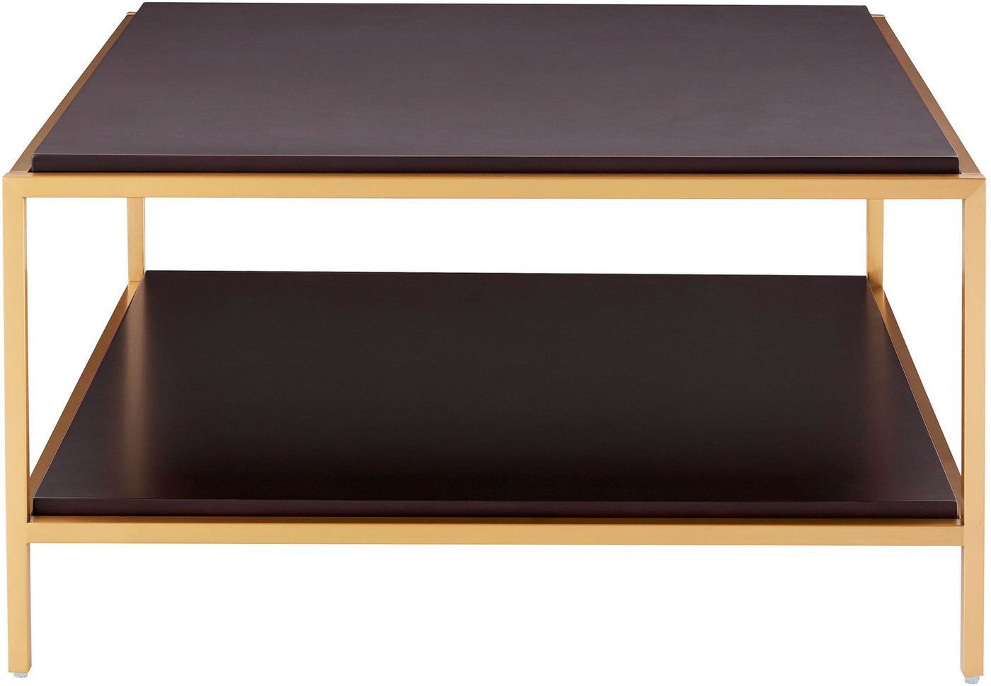 OTTO home Couchtisch Cherlen, mit zwei Ablageflächen und goldfarbenem Gestell, quadratisch – Bild 3 von 5