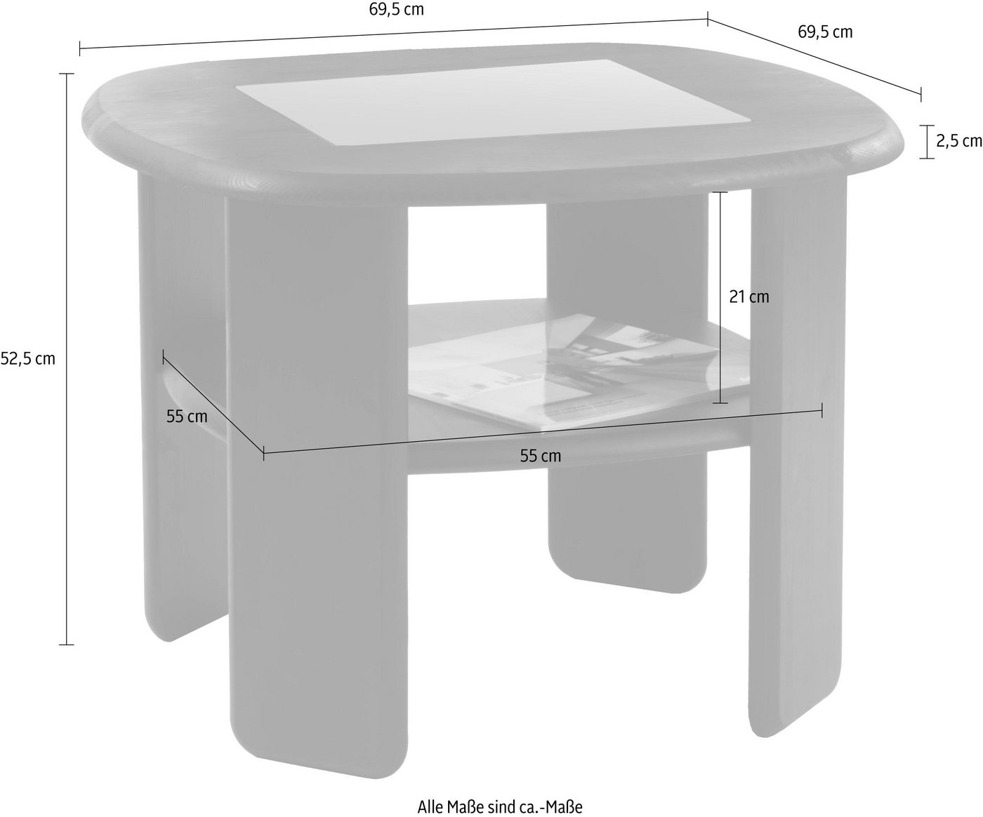 OTTO home Couchtisch Jayden 2, massives Kiefernholz mit Glaseinsatz, Höhe 52 cm – Bild 5 von 5
