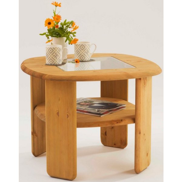 OTTO home Couchtisch Jayden 2, massives Kiefernholz mit Glaseinsatz, Höhe 52 cm