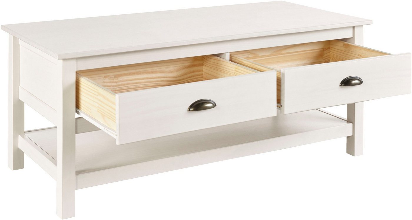 OTTO home Couchtisch Schröder, mit 2 Schubladen und 1 Einlegeboden, aus massivem Kiefernholz – Bild 5 von 5