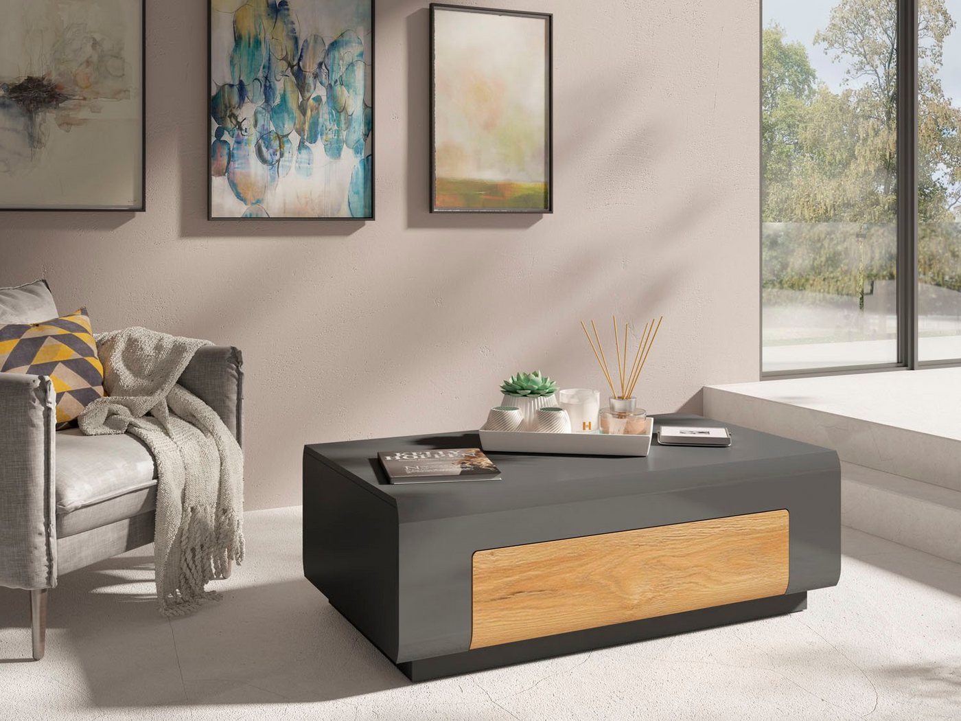OTTO home Couchtisch Toledo,Breite 110cm eleganter Sofatisch mit Hochglanzelemente, Kaffeetisch mit 1 Schublade, Wohnzimmertisch – Bild 5 von 5