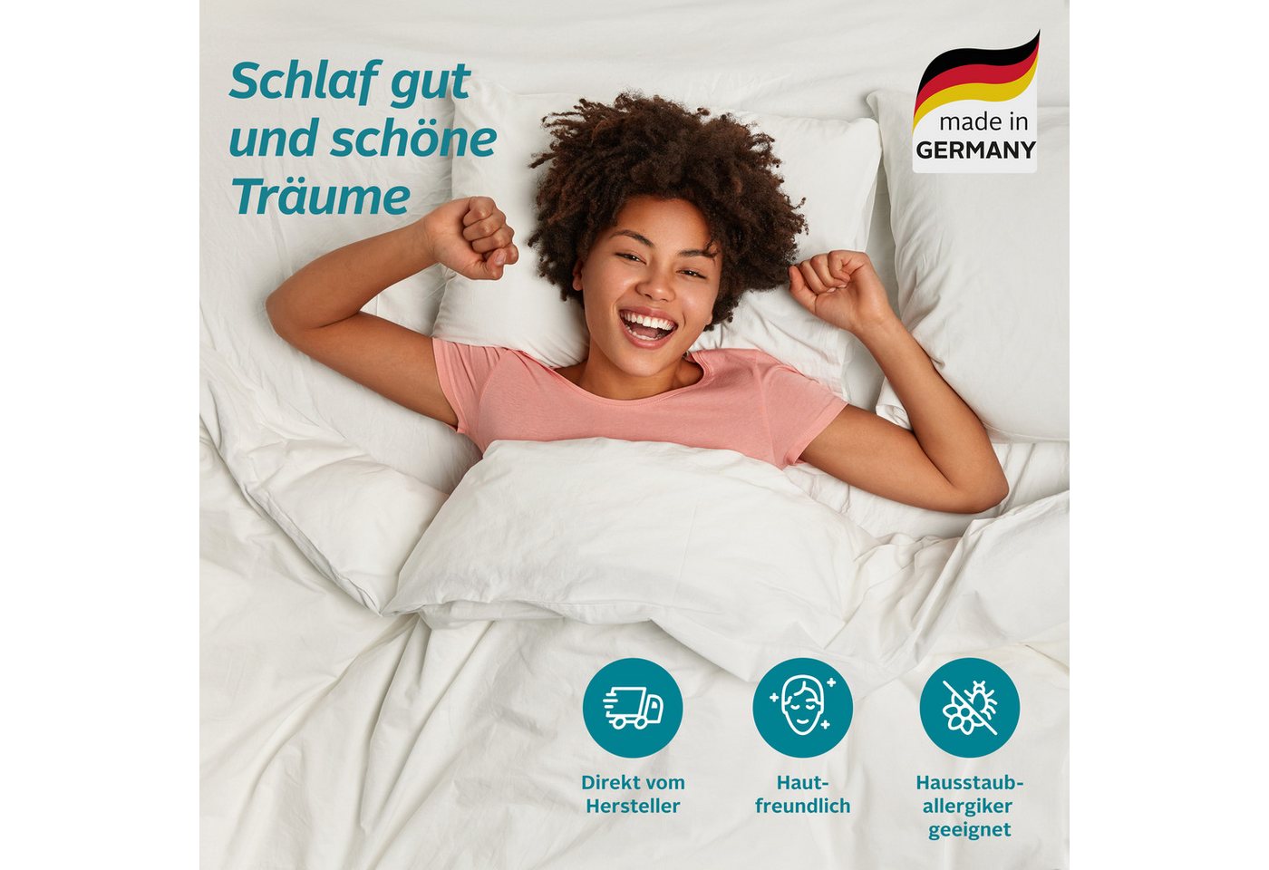 OTTO home Daunenbettdecke Loftet, Bettdecke 135x200, 155x220 cm und weitere Größen, Füllung: 90% Daunen, 10% Federn, Bezug: 100% Baumwolle, Bettdecken, Sommer,  – Bild 4 von 5