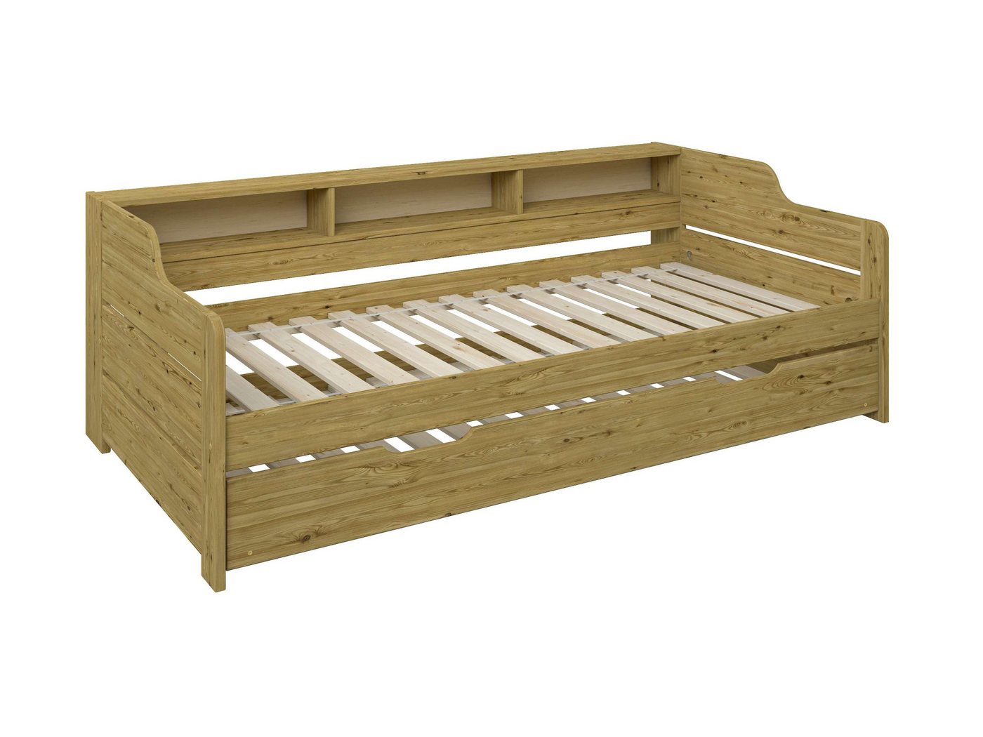 OTTO home Daybett "REETE1", Stauraum, Funktionsbett, Kinderbett, inklusive Schubkasten, mit Regalen, FSC® zertifiziertes Massivholz (Kiefer), Landhausstil – Bild 2 von 5