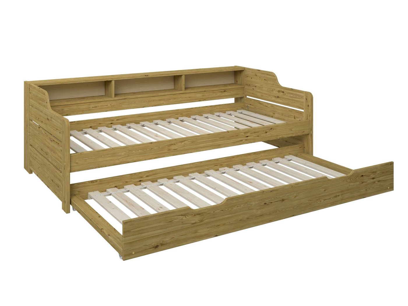 OTTO home Daybett "REETE1", Stauraum, Funktionsbett, Kinderbett, inklusive Schubkasten, mit Regalen, FSC® zertifiziertes Massivholz (Kiefer), Landhausstil – Bild 5 von 5