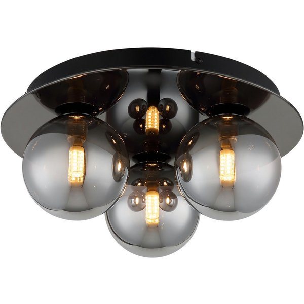 OTTO home Deckenleuchte Amellia, ohne Leuchtmittel, Glas Rauchfarben, Durchmesser 35cm, Höhe:15cm, Glaskugeln, Deckenlampe