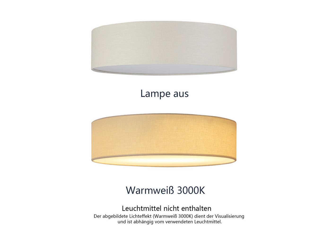 OTTO home Deckenleuchte Avveline - Textilschirm Deckenlampe, ohne Leuchtmittel, wählbar in verschiedenen Stoffausführungen, Größen und Farben, E27 – Bild 4 von 5