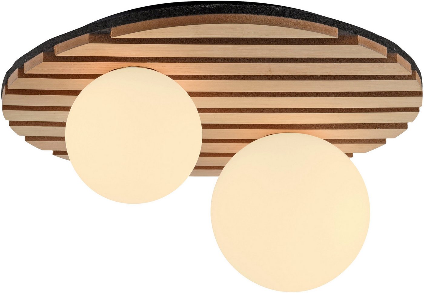 OTTO home Deckenleuchte Evinnia Akustikpaneele mit Glaskugel, ohne Leuchtmittel, Leuchtmittel wechselbar, Warmweiß, Holz, Akustik, Paneele, Glas, opal matt weiß – Bild 5 von 5