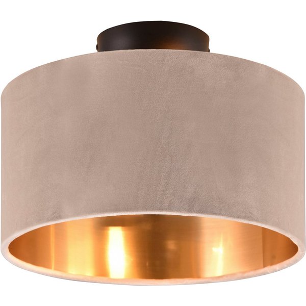 OTTO home Deckenleuchte Jerrett, Deckenlampe mit Samtschirm beige / gold Ø 30cm Höhe 22 cm, Leuchtmittel wechselbar, warmweiß - kaltweiß, Wohnzimmerlampe exkl 2