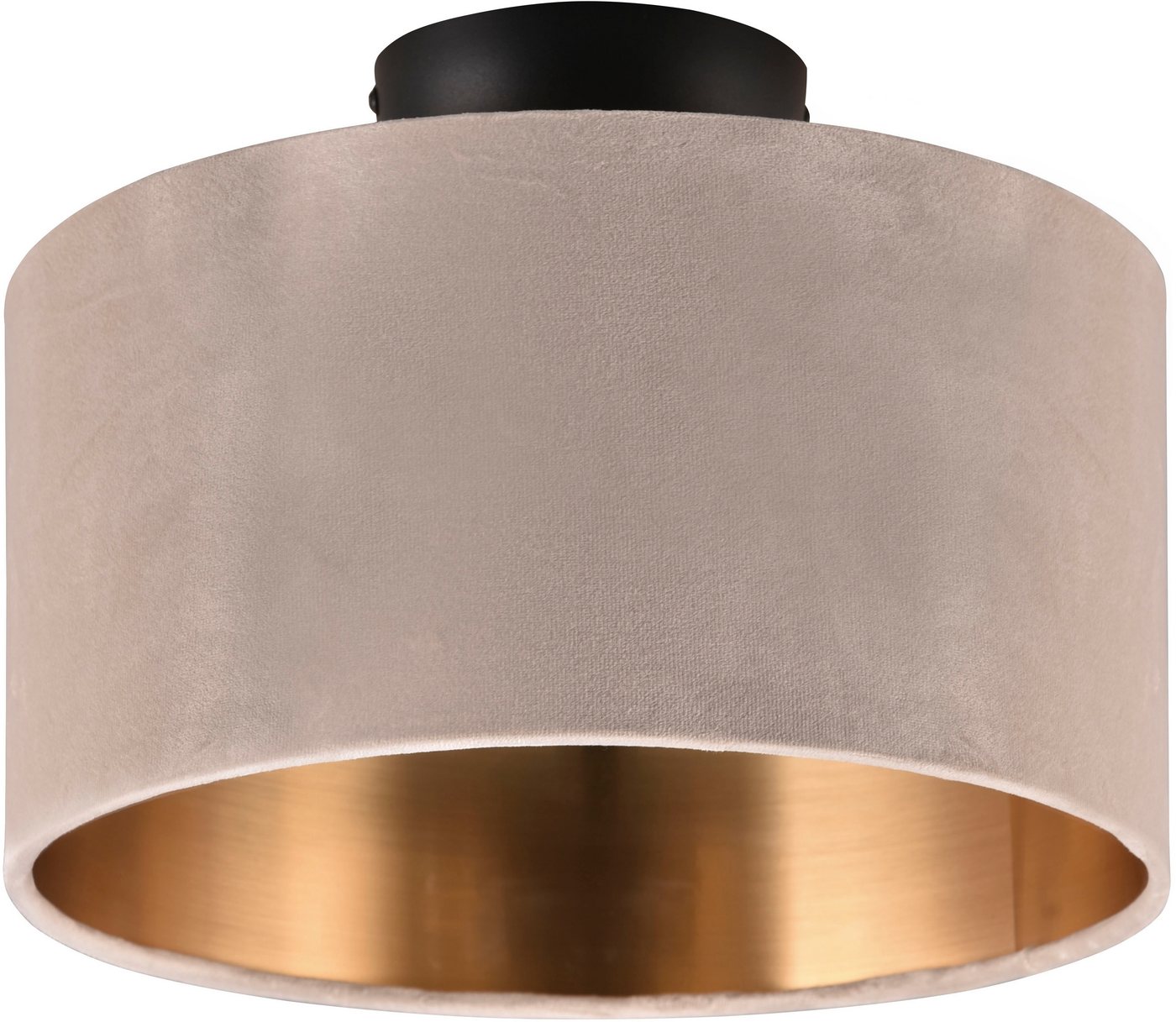 OTTO home Deckenleuchte Jerrett, Deckenlampe mit Samtschirm beige / gold Ø 30cm Höhe 22 cm, Leuchtmittel wechselbar, warmweiß - kaltweiß, Wohnzimmerlampe exkl 2 – Bild 2 von 5