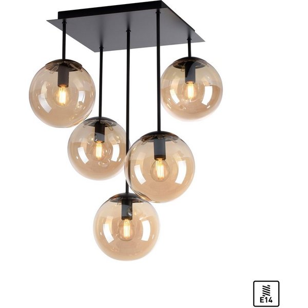 OTTO home Deckenleuchte Nellin, ohne Leuchtmittel, Deckenlampe mit großen Glaskugeln, amberfarben oder opal matt weiß