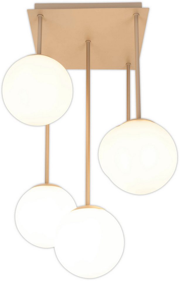 OTTO home Deckenleuchte Nellin, ohne Leuchtmittel, 5 Glaskugeln mit je 1x E14 exkl., quadratisch, beige matt – Bild 3 von 5