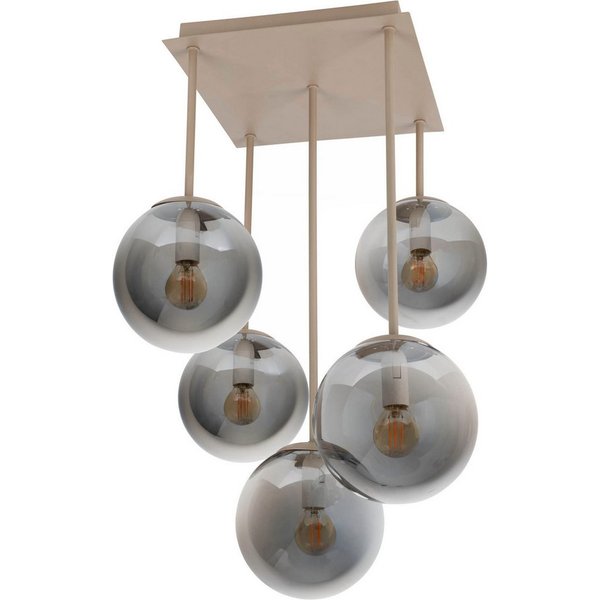 OTTO home Deckenleuchte Nellin, ohne Leuchtmittel, 5 Glaskugeln mit je 1x E14 exkl., quadratisch, beige matt