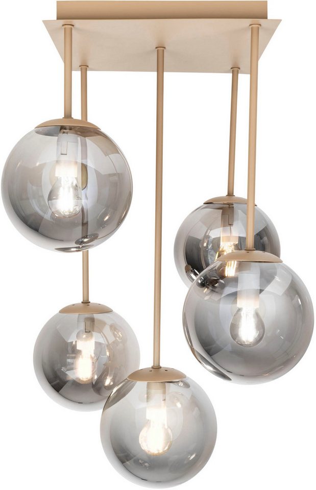 OTTO home Deckenleuchte Nellin, ohne Leuchtmittel, 5 Glaskugeln mit je 1x E14 exkl., quadratisch, beige matt – Bild 3 von 5