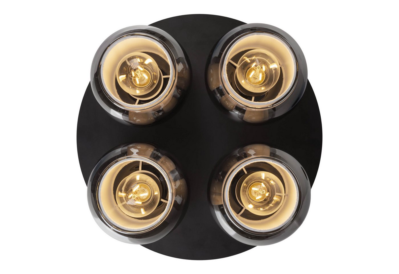 OTTO home Deckenleuchte Tanissa mit Doppelschirm, ohne Leuchtmittel, Deckenlampe rund Rauchglas, innen Stoffschirm, E27, Glasschirm, Textil – Bild 5 von 5