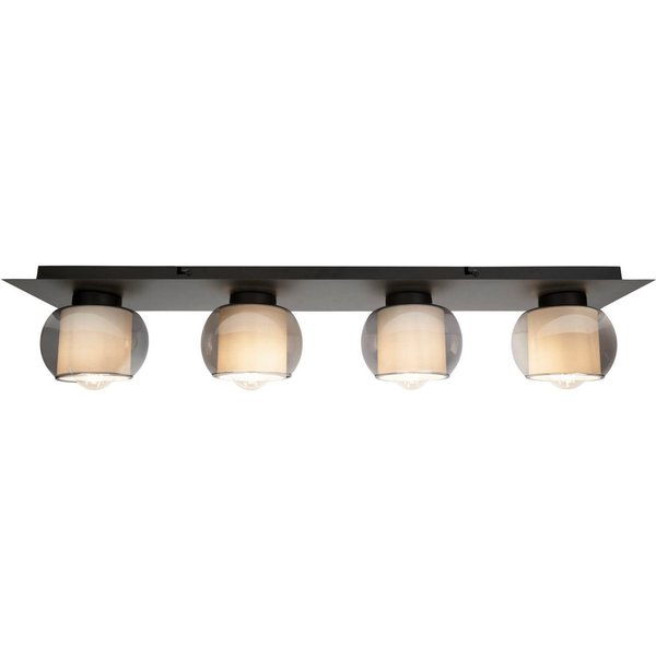 OTTO home Deckenleuchte Tanissa mit Doppelschirm, ohne Leuchtmittel, kugelförmig, Rauchglas, innen Stoffschirm, E27, Glasschirm, Textil