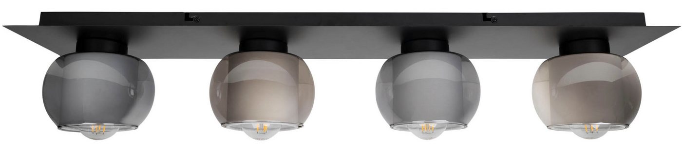 OTTO home Deckenleuchte Tanissa mit Doppelschirm, ohne Leuchtmittel, kugelförmig, Rauchglas, innen Stoffschirm, E27, Glasschirm, Textil – Bild 4 von 5