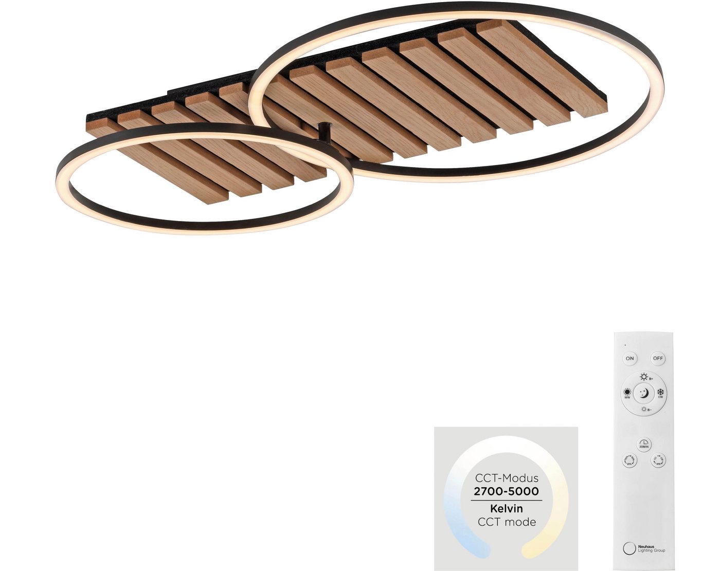OTTO home Deckenleuchte Ullii Akustikpaneele, CCT - über Fernbedienung, Dimmer, Dimmfunktion, Ein-/Ausschalter, Farbsteuerung, Farbwechsel, Memory, nach Trennun – Bild 4 von 5