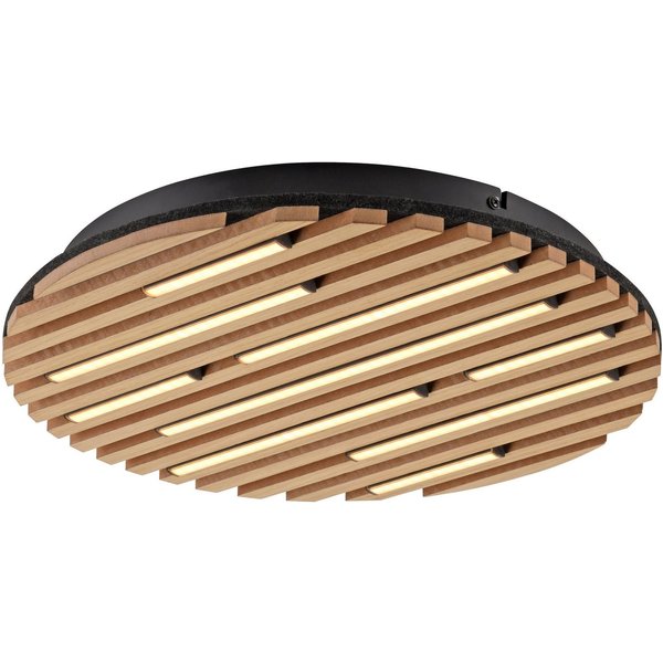 OTTO home Deckenleuchte Ullii Akustikpaneele, LED fest integriert, Warmweiß, schwarze LED Diffuser, Holz, Akustik, Paneele, 3000K - Ø 40 cm