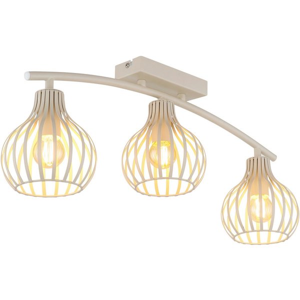 OTTO home Deckenleuchte Yannic, Deckenlampe Metall cremefarben, exkl. 3x E14 40W 230V, ohne Leuchtmittel, LxBxH: 60x55x24cm, Durchmesser Schirm: 13cm, neutrale 