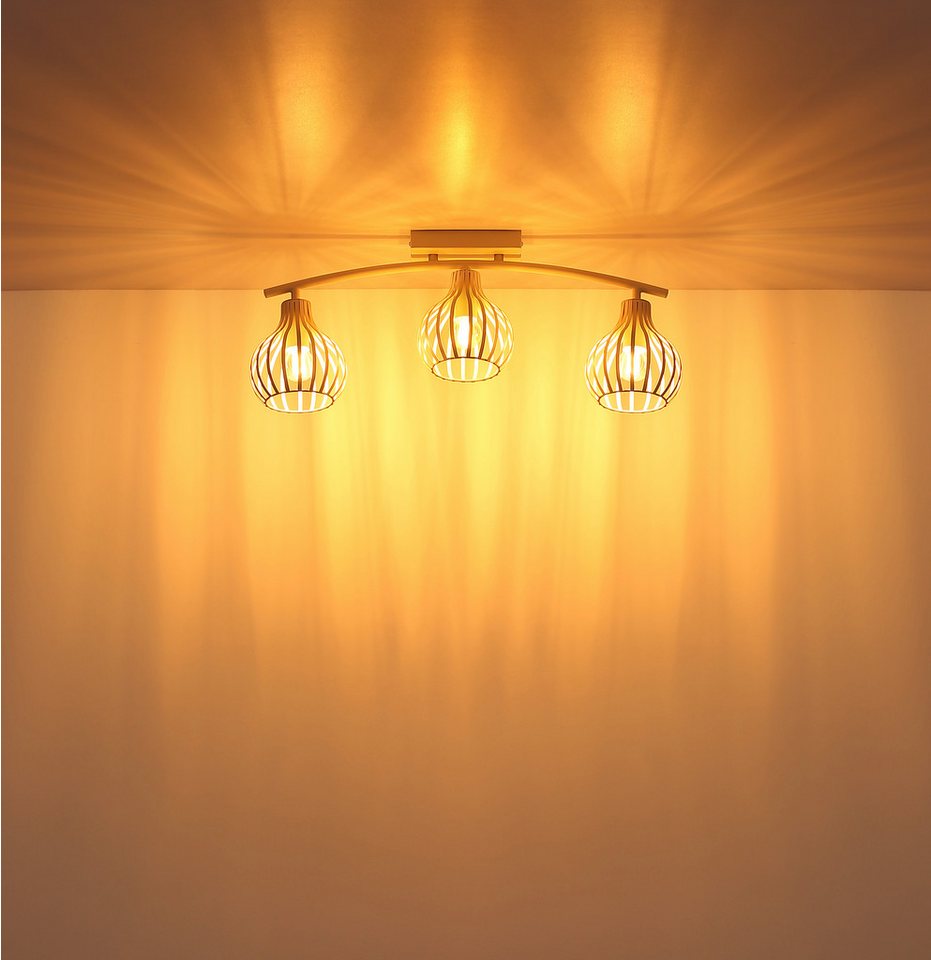OTTO home Deckenleuchte Yannic, Deckenlampe Metall cremefarben, exkl. 3x E14 40W 230V, ohne Leuchtmittel, LxBxH: 60x55x24cm, Durchmesser Schirm: 13cm, neutrale  – Bild 2 von 5