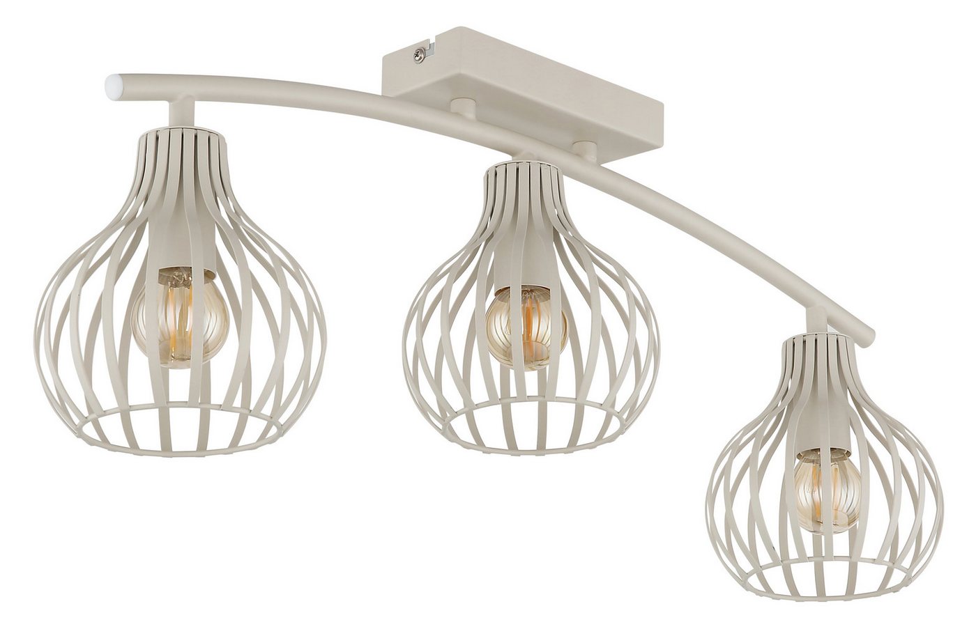 OTTO home Deckenleuchte Yannic, Deckenlampe Metall cremefarben, exkl. 3x E14 40W 230V, ohne Leuchtmittel, LxBxH: 60x55x24cm, Durchmesser Schirm: 13cm, neutrale  – Bild 3 von 5