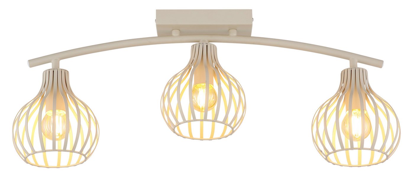 OTTO home Deckenleuchte Yannic, Deckenlampe Metall cremefarben, exkl. 3x E14 40W 230V, ohne Leuchtmittel, LxBxH: 60x55x24cm, Durchmesser Schirm: 13cm, neutrale  – Bild 4 von 5