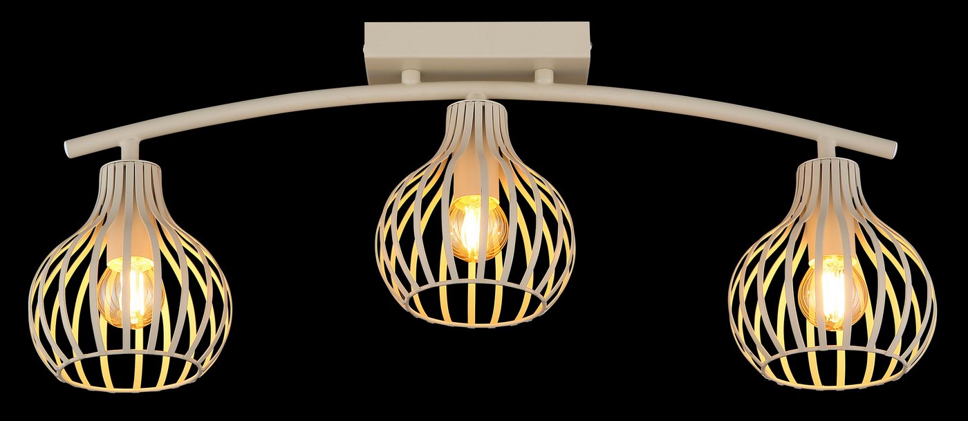 OTTO home Deckenleuchte Yannic, Deckenlampe Metall cremefarben, exkl. 3x E14 40W 230V, ohne Leuchtmittel, LxBxH: 60x55x24cm, Durchmesser Schirm: 13cm, neutrale  – Bild 5 von 5