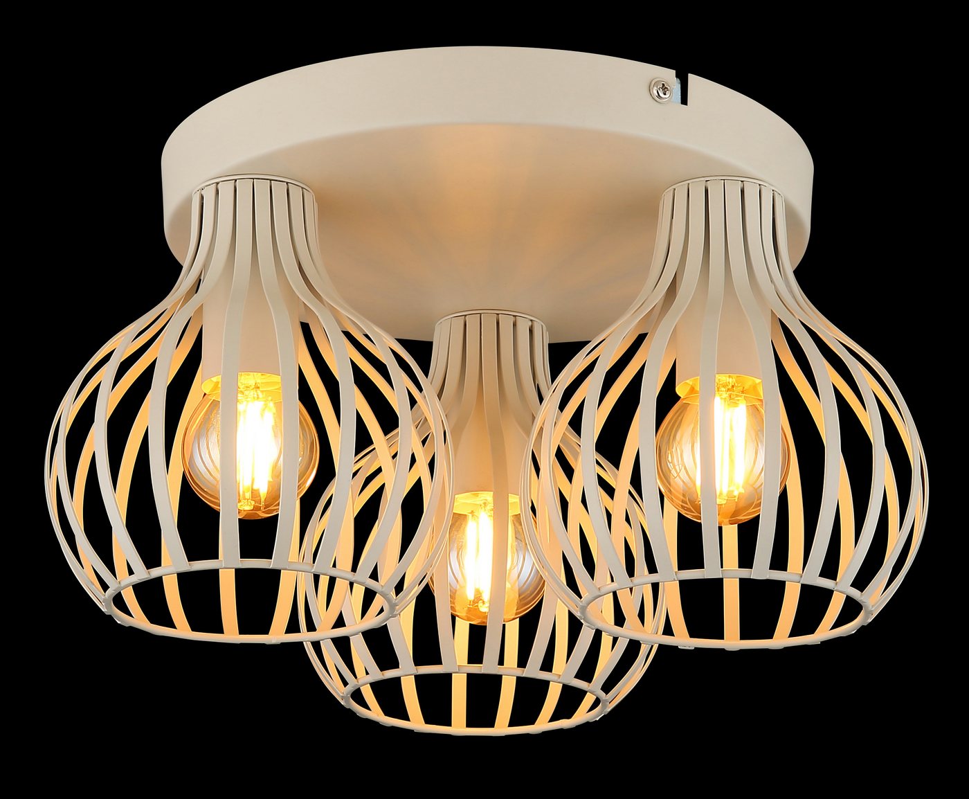 OTTO home Deckenleuchte Yannic, Deckenlampe Metall cremefarben, exkl. 3x E14 40W 230V, ohne Leuchtmittel, ø: 310mm, H: 165mm, Schlichtes & Elegantes Design – Bild 4 von 5