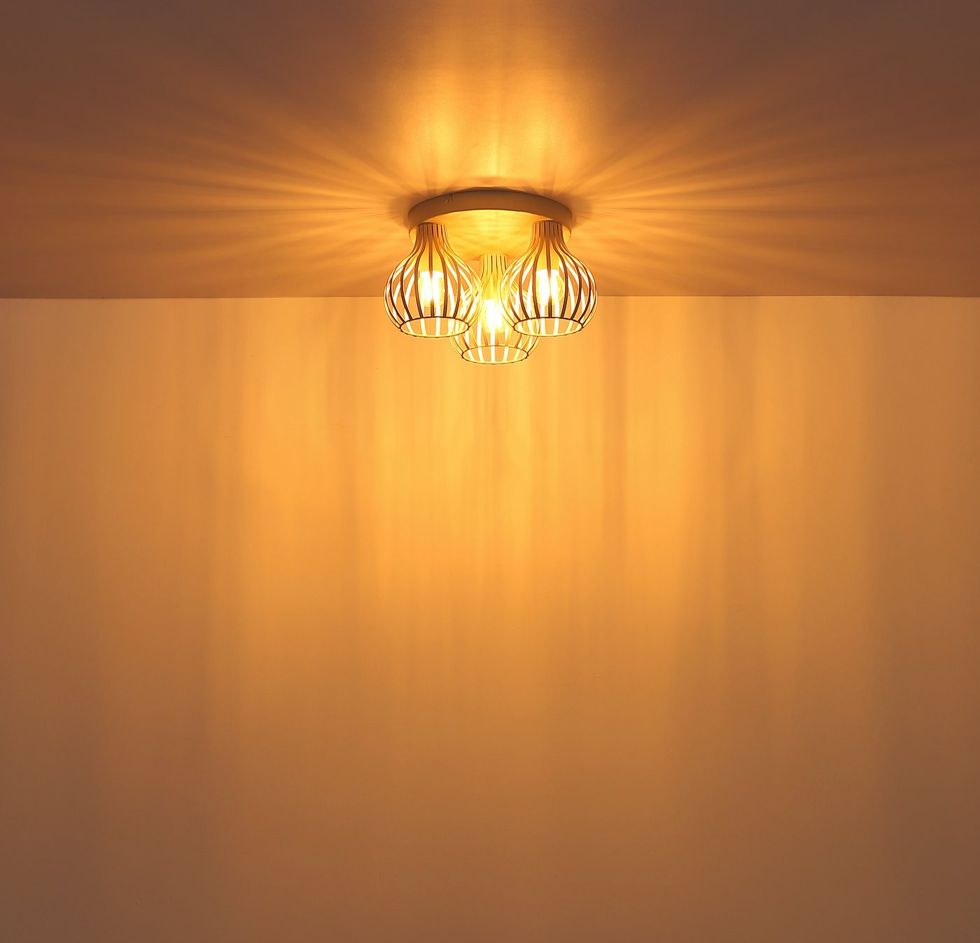 OTTO home Deckenleuchte Yannic, Deckenlampe Metall cremefarben, exkl. 3x E14 40W 230V, ohne Leuchtmittel, ø: 310mm, H: 165mm, Schlichtes & Elegantes Design – Bild 5 von 5