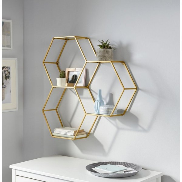 OTTO home Deko-Wandregal Lenia, 3 Ablageflächen aus Glas in einer besonderen Form kombiniert, für elegantes und modernes Wohnen, aus Metall, in 3 Farben