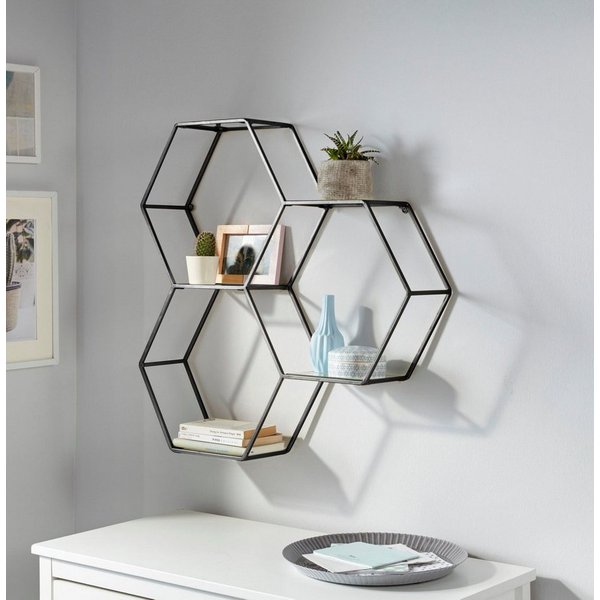 OTTO home Deko-Wandregal Lenia, 3 Ablageflächen aus Glas in einer besonderen Form kombiniert, für elegantes und modernes Wohnen, aus Metall, in 3 Farben