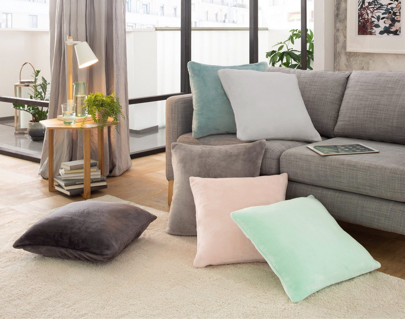 OTTO home Dekokissen Jil, aus super weichem Kuschelfleece, Kissenhüllen ohne Füllung, 2 Stück – Bild 2 von 3