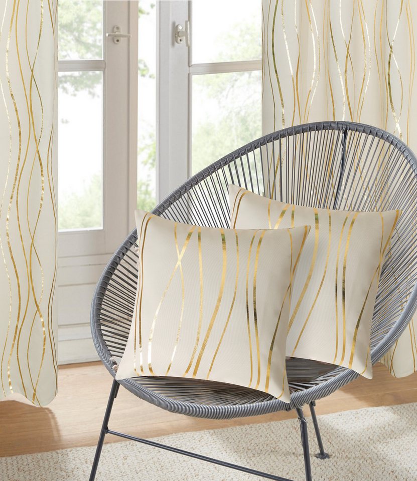 OTTO home Dekokissen Prag, bedruckt, 1 Stück, ohne Füllung, Wellen, Folienprint, modernes Kissen, Deko, Wohnzimmer, Schlafzimmer – Bild 2 von 3