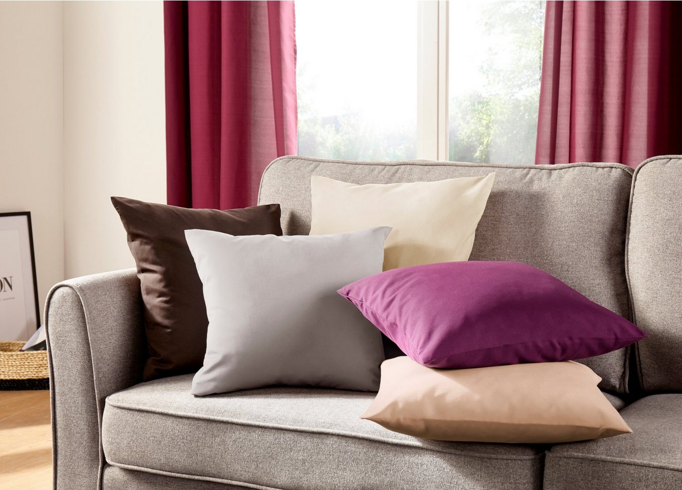 OTTO home Dekokissen Raja, einfarbig, Kissenhüllen ohne Füllung, 40 x 40 cm, 2er-Set, Mikrofaser – Bild 4 von 5