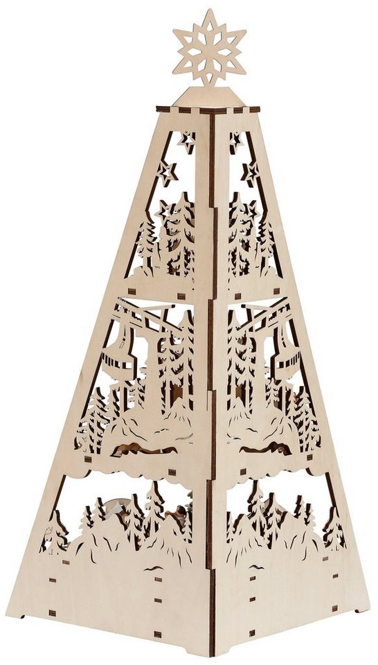 OTTO home Dekoobjekt Deniz, Weihnachtsdeko mit LED Beleuchtung (1 St), Tannenbaum aus Holz, mit 3 Etagen, Höhe ca. 53 cm – Bild 2 von 5