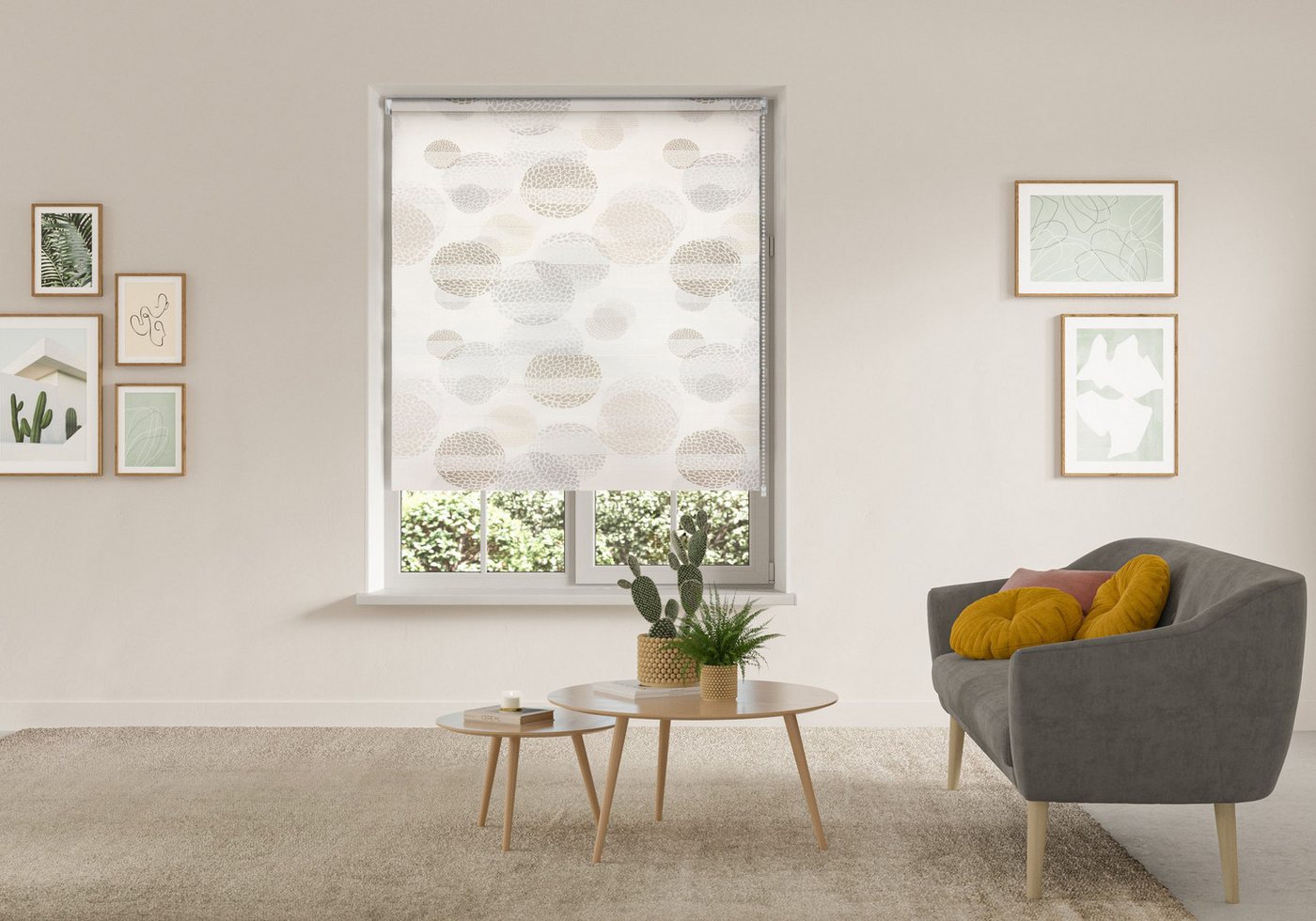 Doppelrollo Belem, ohne Bohren, halbtransparent, Lichtschutz, Kreisemotiv, OTTO home, Lichtschutz, ohne Bohren, freihängend, Klemmfix, Rollo, halbtransparent, i – Bild 3 von 5