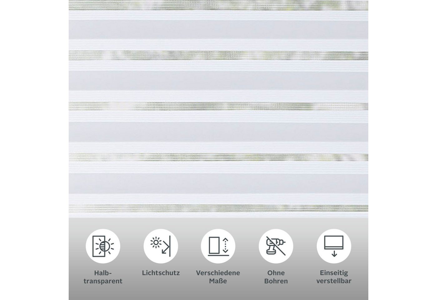 Doppelrollo MARANO, ohne Bohren, Lichtschutz, freihängend, OTTO home, Lichtschutz, ohne Bohren, freihängend, Klemmfix, Rollo, Fixmaß, Bestseller mit Klemmträger – Bild 2 von 5