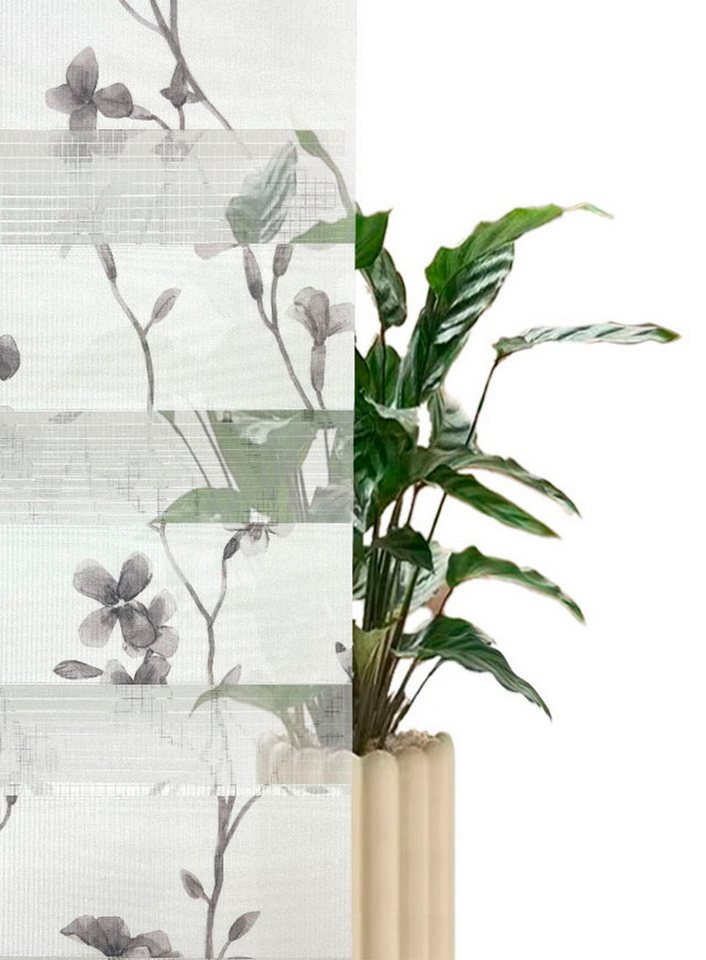 Doppelrollo MINNA, ohne Bohren, Florales Design, Klemmfix, OTTO home, Lichtschutz, ohne Bohren, freihängend, Klemmfix, Rollo mit Floralem Design, Für Fenster &  – Bild 3 von 5