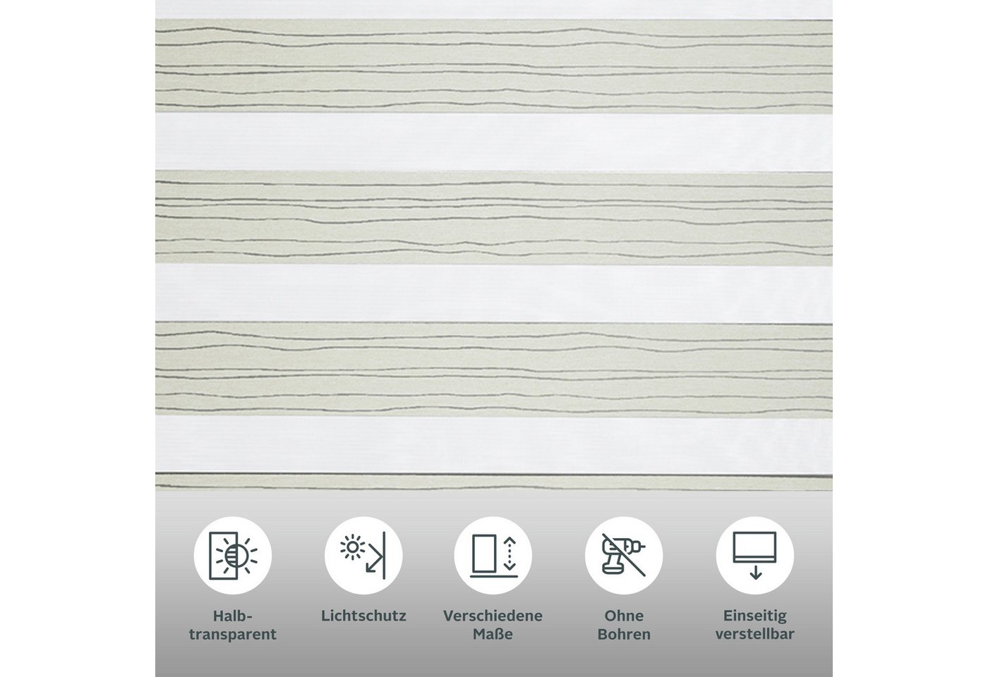 Doppelrollo PAGELLA, ohne Bohren, Lichtschutz, freihängend, Chenillefäden, OTTO home, Lichtschutz, ohne Bohren, freihängend, Klemmfix, Rollo, mit eingewebten Ch – Bild 2 von 5