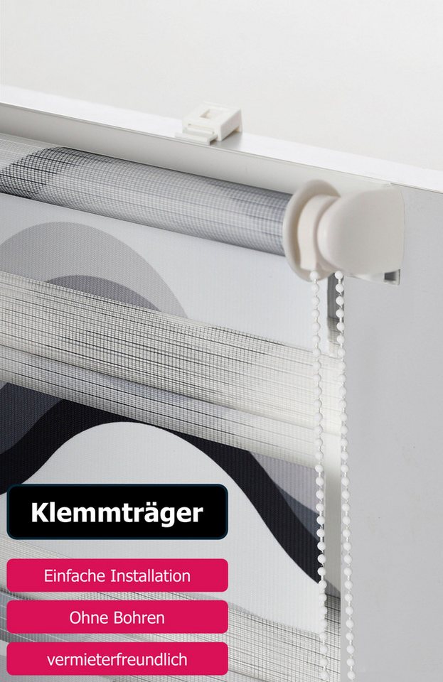 Doppelrollo Welle, ohne Bohren, Lichtschutz, Wellen-Motiv, Klemmfix, OTTO home, Lichtschutz, ohne Bohren, freihängend, Klemmfix, Fixmaß, Klemmfix-Duo-Rollo, Rol – Bild 5 von 5